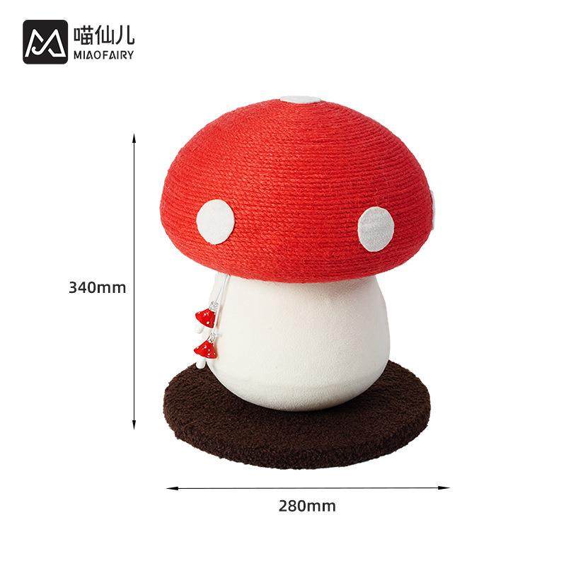 喜庆红蘑菇猫抓板剑麻立式猫抓柱不掉屑磨爪猫爬架红伞伞猫玩具,淘宝优惠券,粉丝福利购,淘宝优惠卷