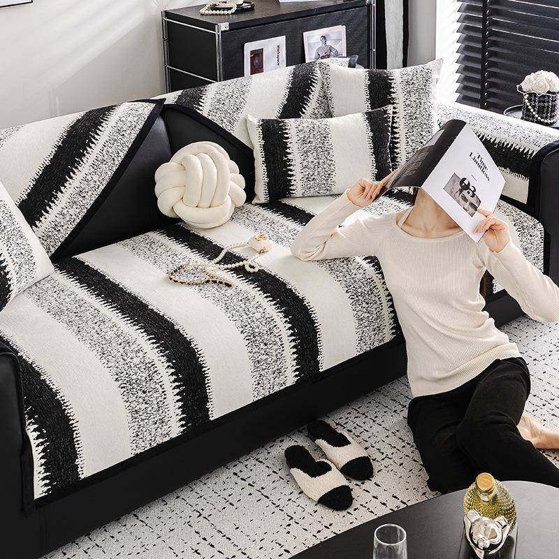 雪尼尔沙发垫四季通用2026新款条纹沙发套罩轻奢高级感防滑盖布巾,淘宝优惠券,粉丝福利购,淘宝优惠卷