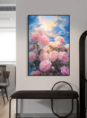 法式浪漫玫瑰花朵餐厅客厅装饰画