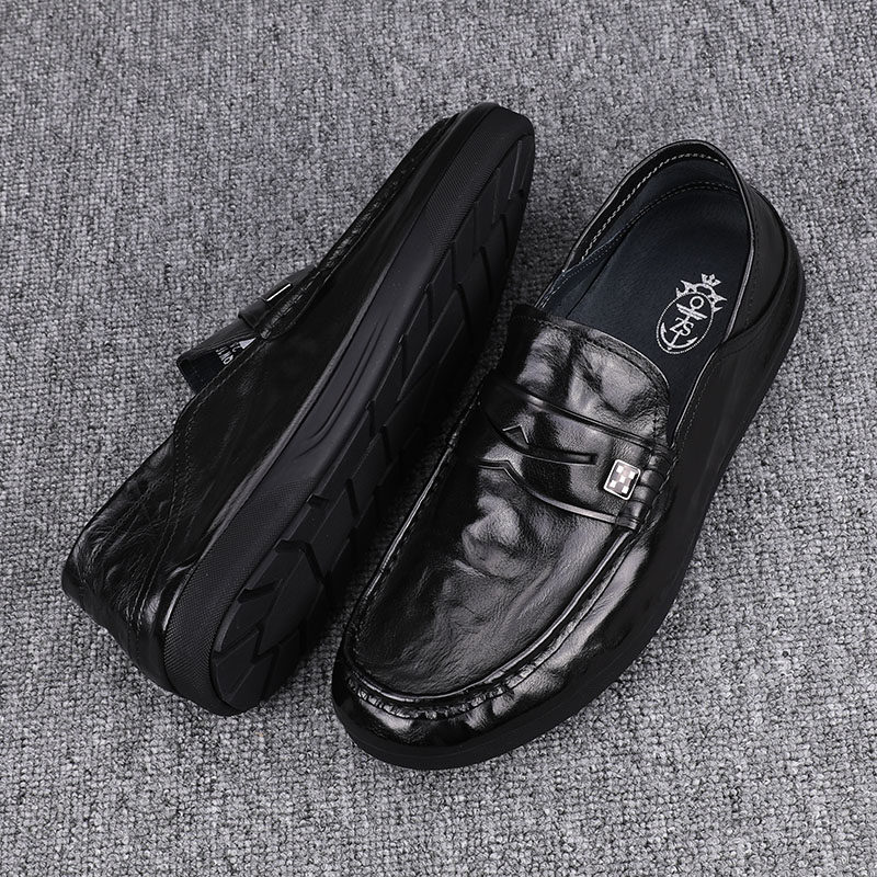 纯皮男鞋2024新款潮流百搭真皮豆豆鞋男日常驾车男士套脚休闲皮鞋,淘宝优惠券,粉丝福利购,淘宝优惠卷