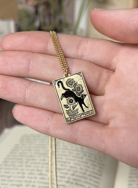 女王项链Fable方牌小猫吊坠