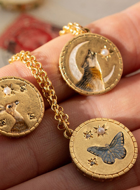 Fable狼魂月辉奇彩珐琅彩项链高级感锁骨链毛衣链礼物送女友