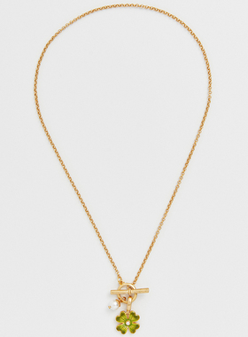 幸运四叶草珍珠珐琅彩OT扣项链