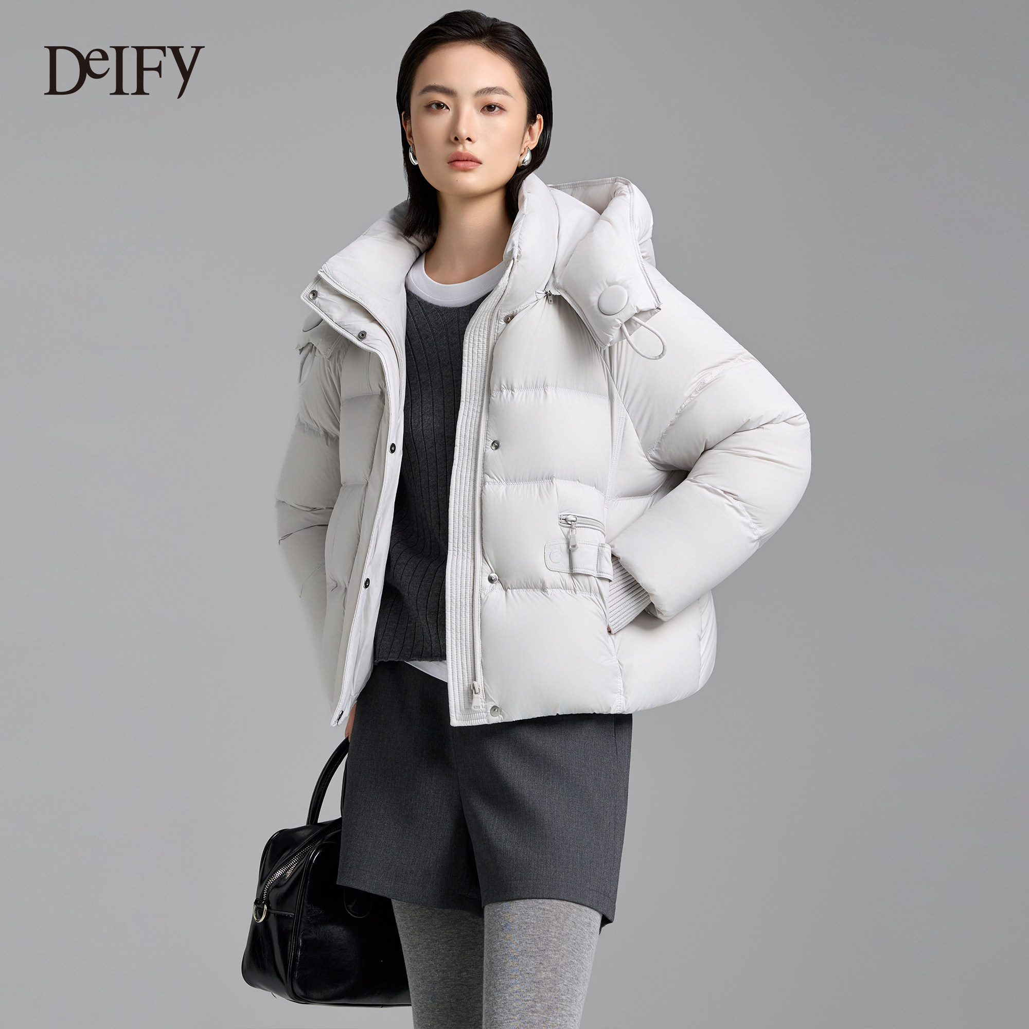 DeIFy/缔弗 立领短款羽绒服女25年冬季新款时尚洋气好看鸭绒外套,淘宝优惠券,粉丝福利购,淘宝优惠卷