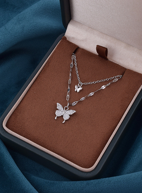 s925纯银蝴蝶项链女轻奢高级感爆款小众设计锁骨链送女友闺蜜礼物