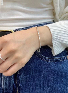 S925纯银碎银子脚链细闪