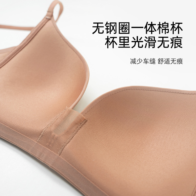 HIWEEK时尚内衣女小胸聚拢显大性感不空杯无痕光面上托防下垂文胸