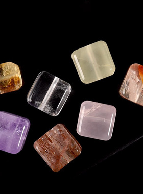 天然雕刻配件白水晶粉晶紫晶黄水晶DIY通孔配件饰品