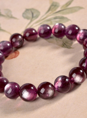 天然原矿紫锂云母散珠圆珠单颗手