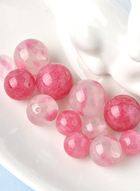 7a天然水晶散珠粉色蔷薇石DIY水