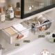 Transparent storage rack for drawer storage box under mirror cabinet