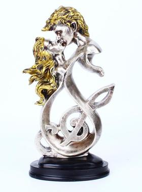 新品摆件创意情侣人物亲吻树脂工艺品酒柜客厅书房家居装饰品