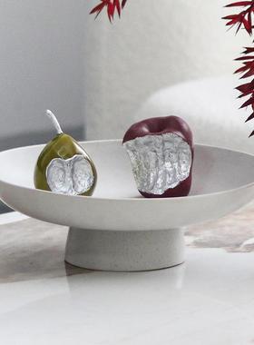 简约圆形果盘摆件样板间苹果梨客厅茶几家用桌面收纳盘托盘装饰品