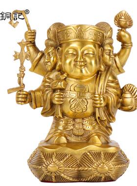 铜摆件三面大黑天日本财神日本财神佛堂佛像