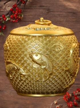 厂家黄铜制作铜茶叶罐鲤鱼茶叶罐茶具用品量大价低