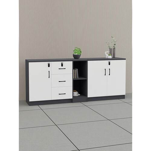 ft文件柜办公室矮柜落地资料柜收纳置物柜木质储物柜子会议室茶水 - 图0