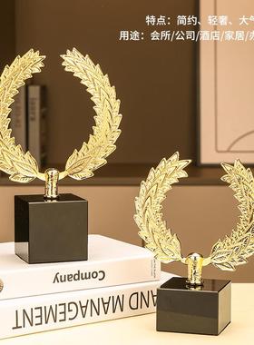 欧式麦穗高级感大理石摆件创意家居客厅办公室玄关工艺品礼品