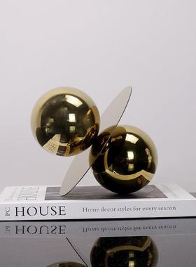 现代简约极简金属抽象摆件样板房售楼部装饰玄关陈设品家居饰品