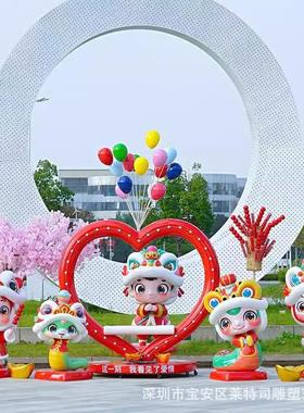 新年蛇摆件玻璃钢雕塑户外商场2025年吉祥春节景区打卡美陈装饰品