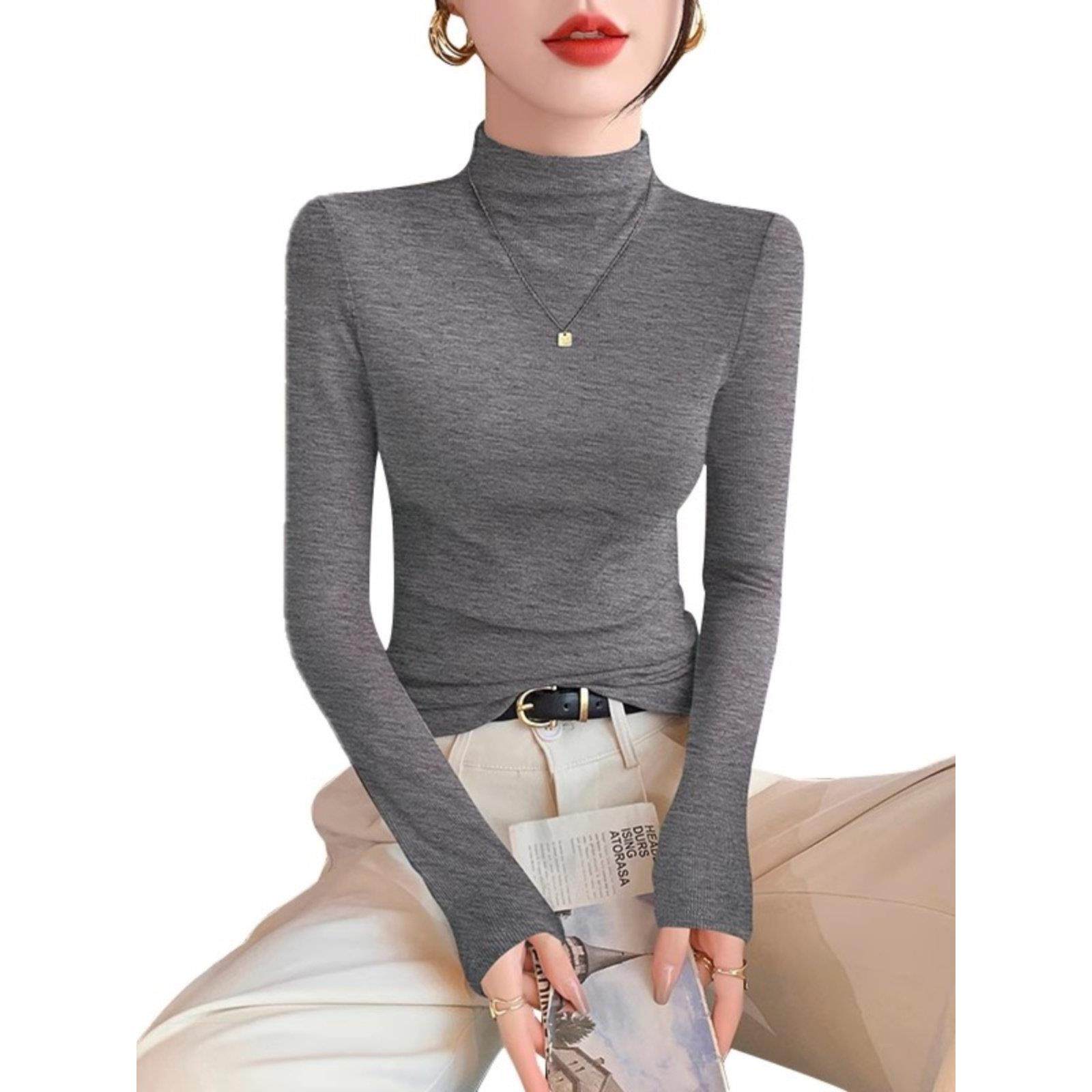 半高领针织打底衫女内搭2025年秋冬新款百搭修身显瘦螺纹洋气上衣,淘宝优惠券,粉丝福利购,淘宝优惠卷