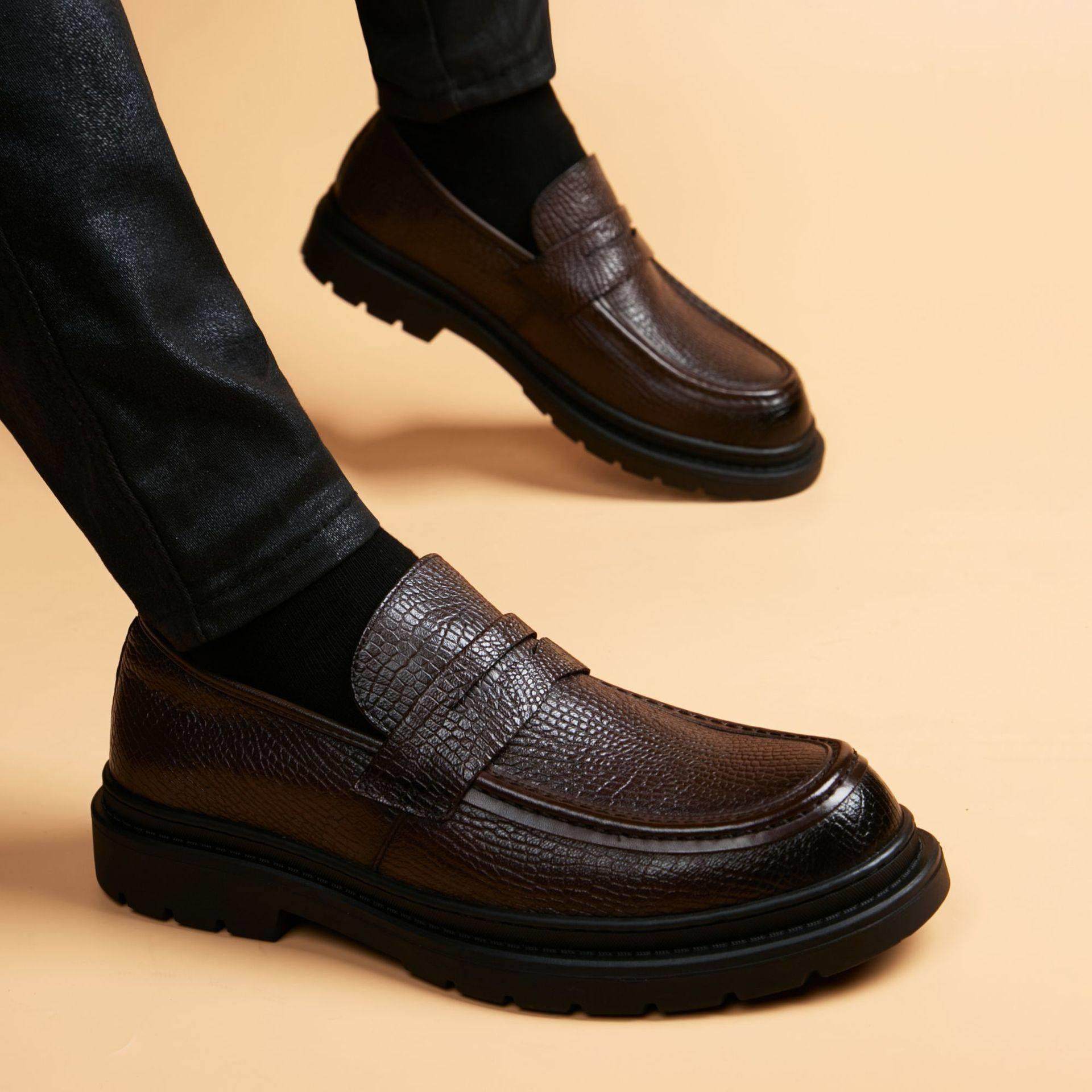 意大利设计风『DMXUXM』!高端大气!头层羊皮圆头厚底套脚乐福鞋男,淘宝优惠券,粉丝福利购,淘宝优惠卷