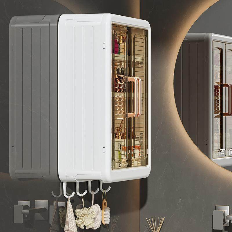 浴室收纳柜免打孔壁挂带磁吸柜门防尘储物架家用卫生间壁挂置物架,淘宝优惠券,粉丝福利购,淘宝优惠卷