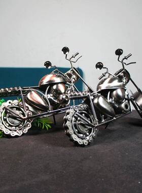 新款家居装饰品特大号霸气链条摩托车模型工艺摆件装饰礼品二色选