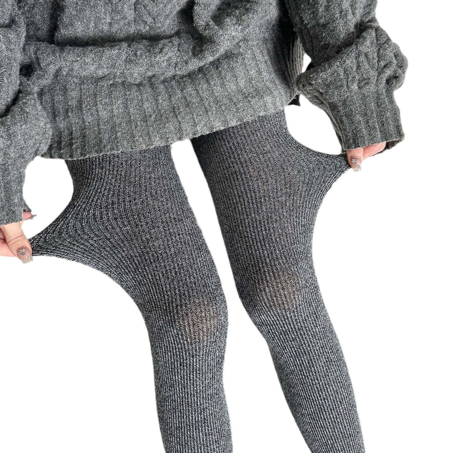 秋冬保暖细条羊毛打底裤女针织混纺显瘦连裤袜ins竖条纹酒红袜裤,淘宝优惠券,粉丝福利购,淘宝优惠卷