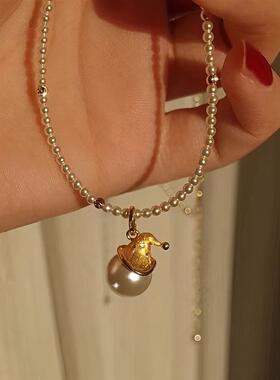 圣诞树项链拉丝珍珠圣诞节项链小众精致秋冬名媛风轻奢高级感锁骨