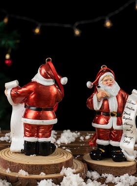 跨境新品圣诞老人圣诞树装饰挂件圣诞节挂饰家居场景布置树脂摆件
