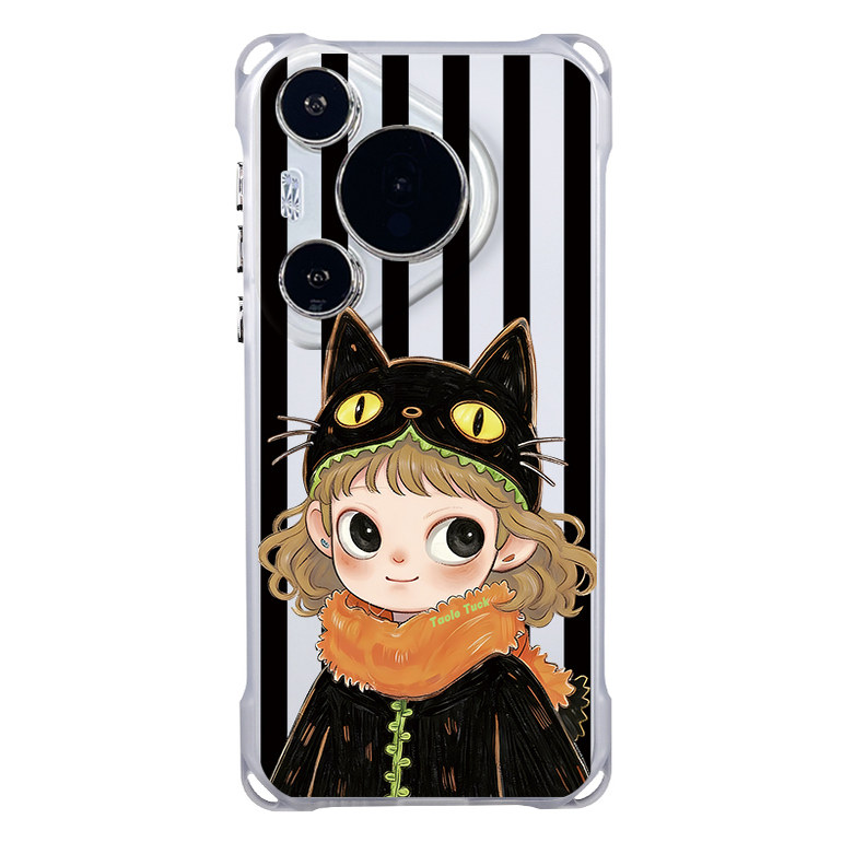 喵系少女适用苹果iphone17promax手机壳四角开孔华为mate70Pro可背防摔vivoX200S手腕小米保护套挂绳可爱卡通 - 图3