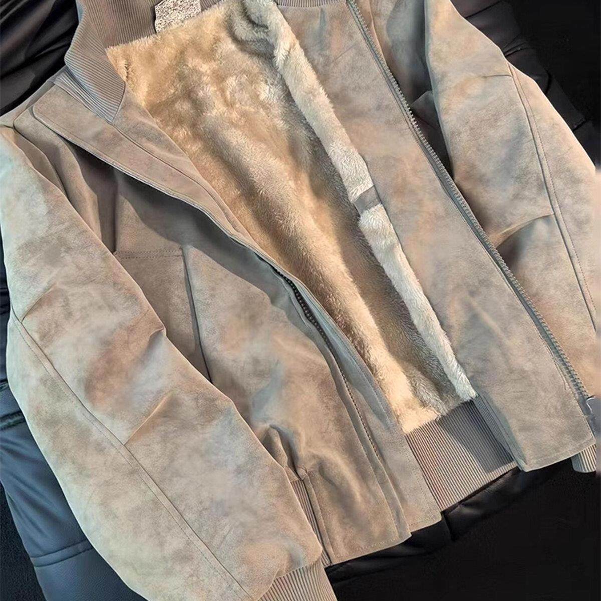 美式雾面扎染羊羔绒外套男冬季加绒加厚夹克棉服立领PU皮机车皮衣,淘宝优惠券,粉丝福利购,淘宝优惠卷