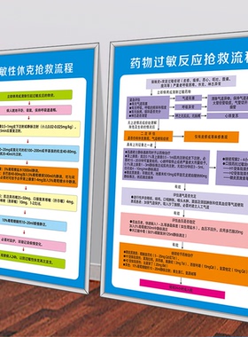 医院抢救室急救流程步骤挂画墙贴过敏性休克反应心肺复苏抢救流程