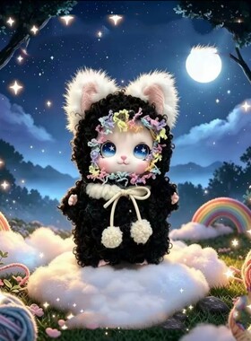 可爱白色卷毛绒花包挂件