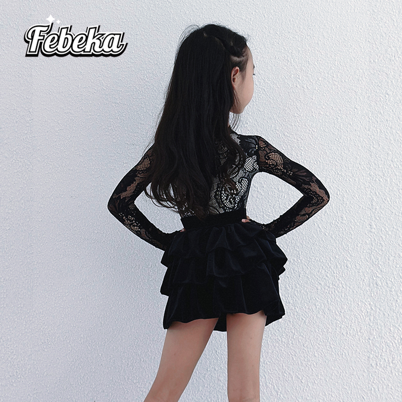 菲贝咔拉丁舞服练功服秋冬2025新款女童演出高端分体舞裙洋气套装 - 图3