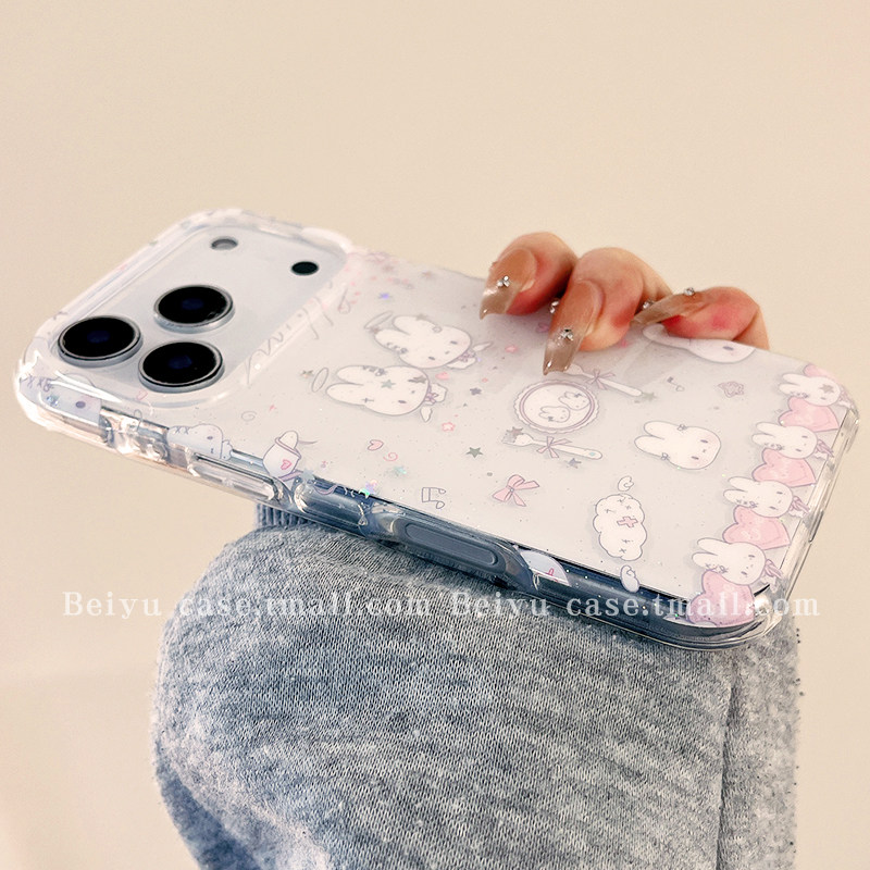 可爱甜美少女心餐具米菲兔适用苹果17Promax手机壳iphone16pro新款15pro小众15带毛绒挂绳14pro硅胶17pro全包,淘宝优惠券,粉丝福利购,淘宝优惠卷