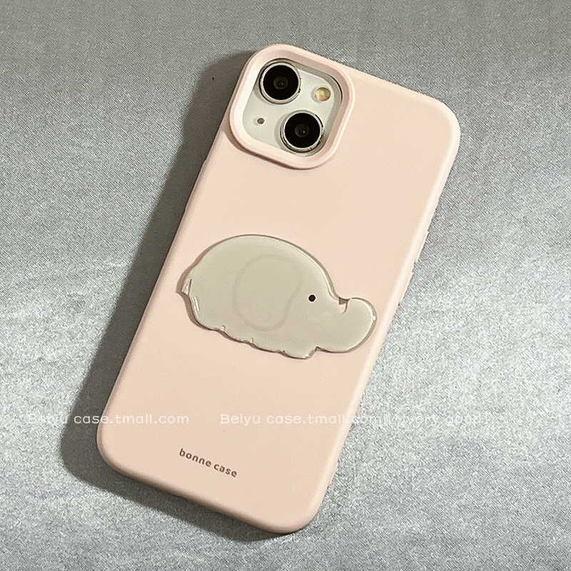 可爱卡通少女心立体小灰象适用苹果16手机壳iphone15promax新款15pro小众女14Promax硅胶13韩系14pro防摔套12
