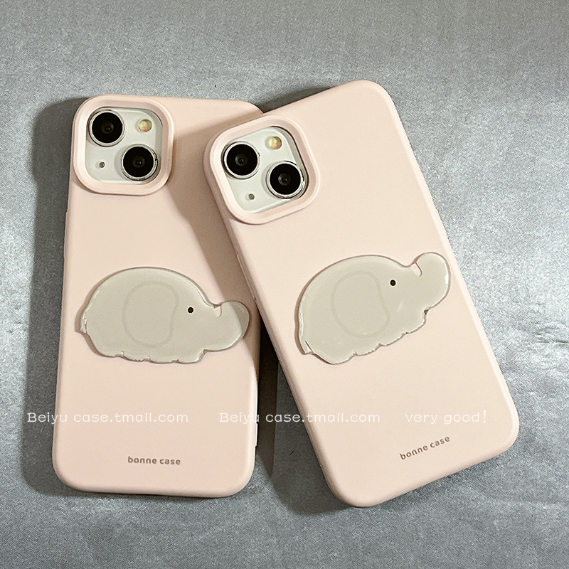 可爱卡通少女心立体小灰象适用苹果16手机壳iphone15promax新款15pro小众女14Promax硅胶13韩系14pro防摔套12