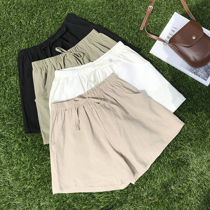 2023夏季新款短裤宽松亚麻棉麻大码