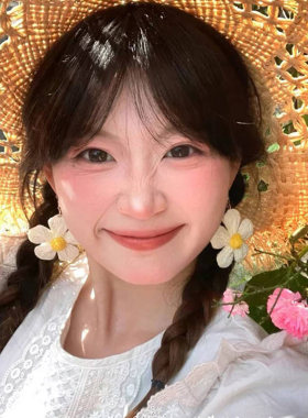 度假风花朵耳夹无耳洞女