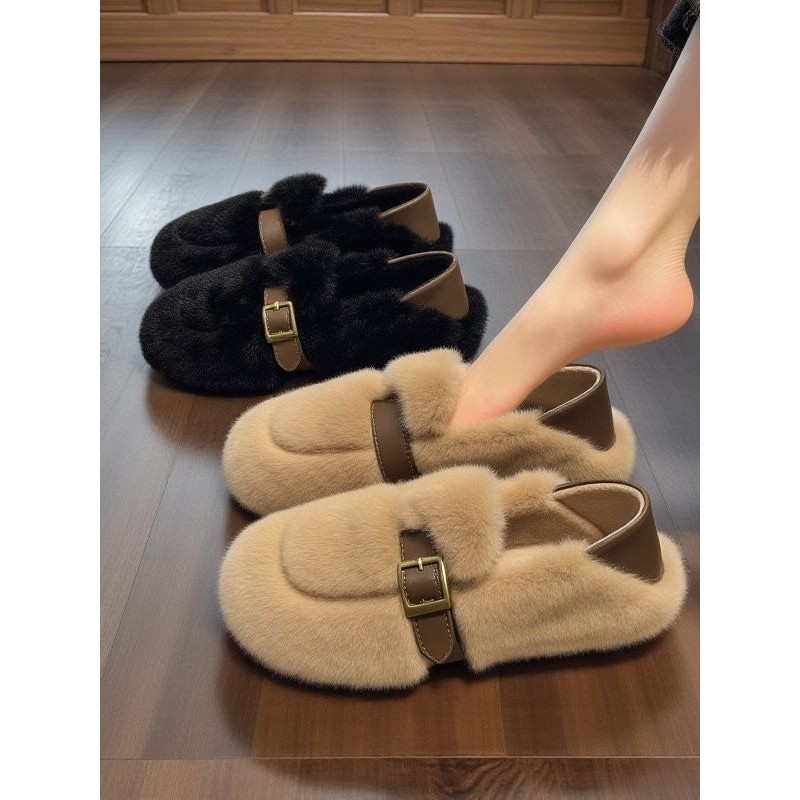 小香风水貂绒毛毛鞋女冬季外穿欧货加绒雪地靴软底一脚蹬豆豆棉鞋,淘宝优惠券,粉丝福利购,淘宝优惠卷