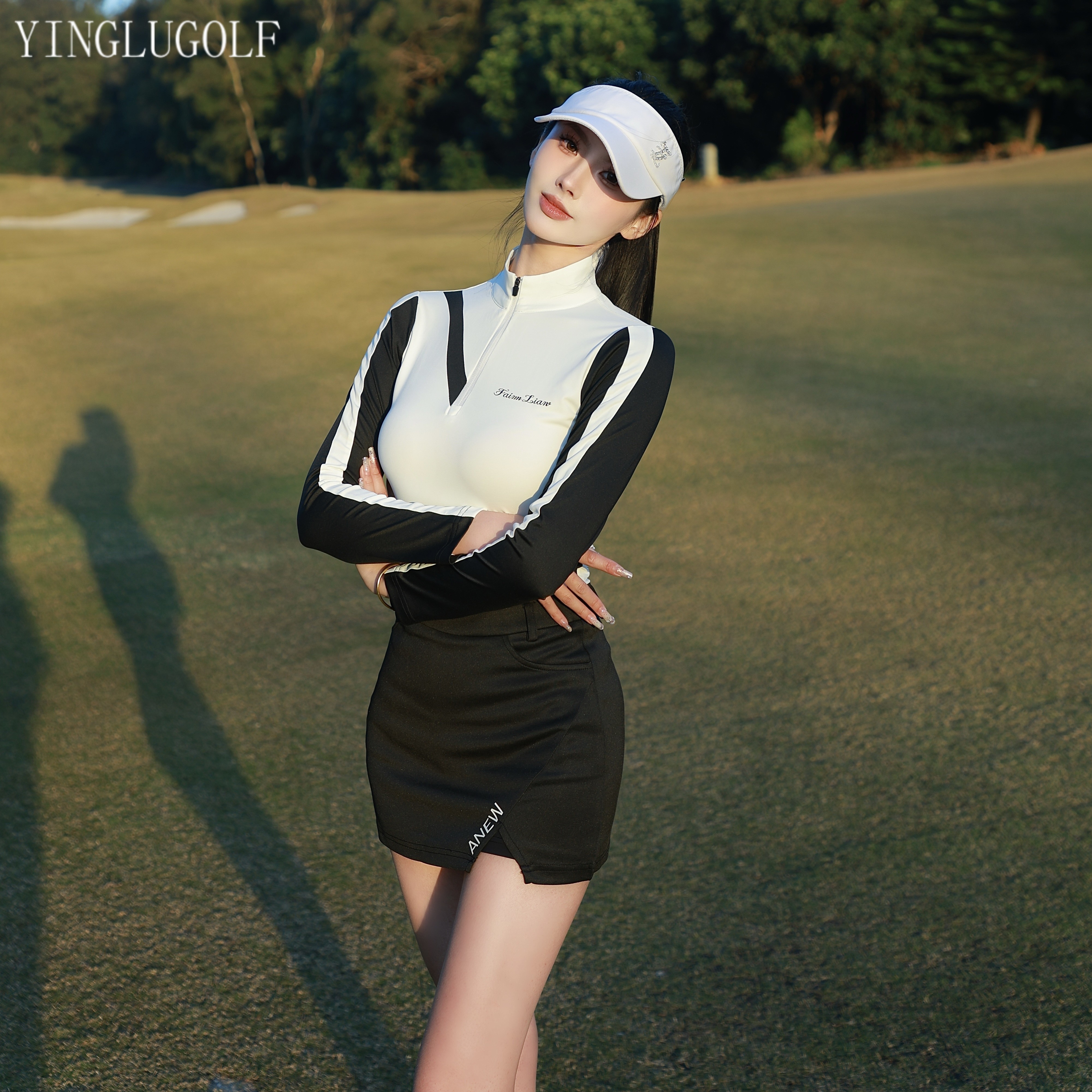 高尔夫球服女秋冬防晒长袖速干上衣golf修身包臀半身短裙运动套装,淘宝优惠券,粉丝福利购,淘宝优惠卷