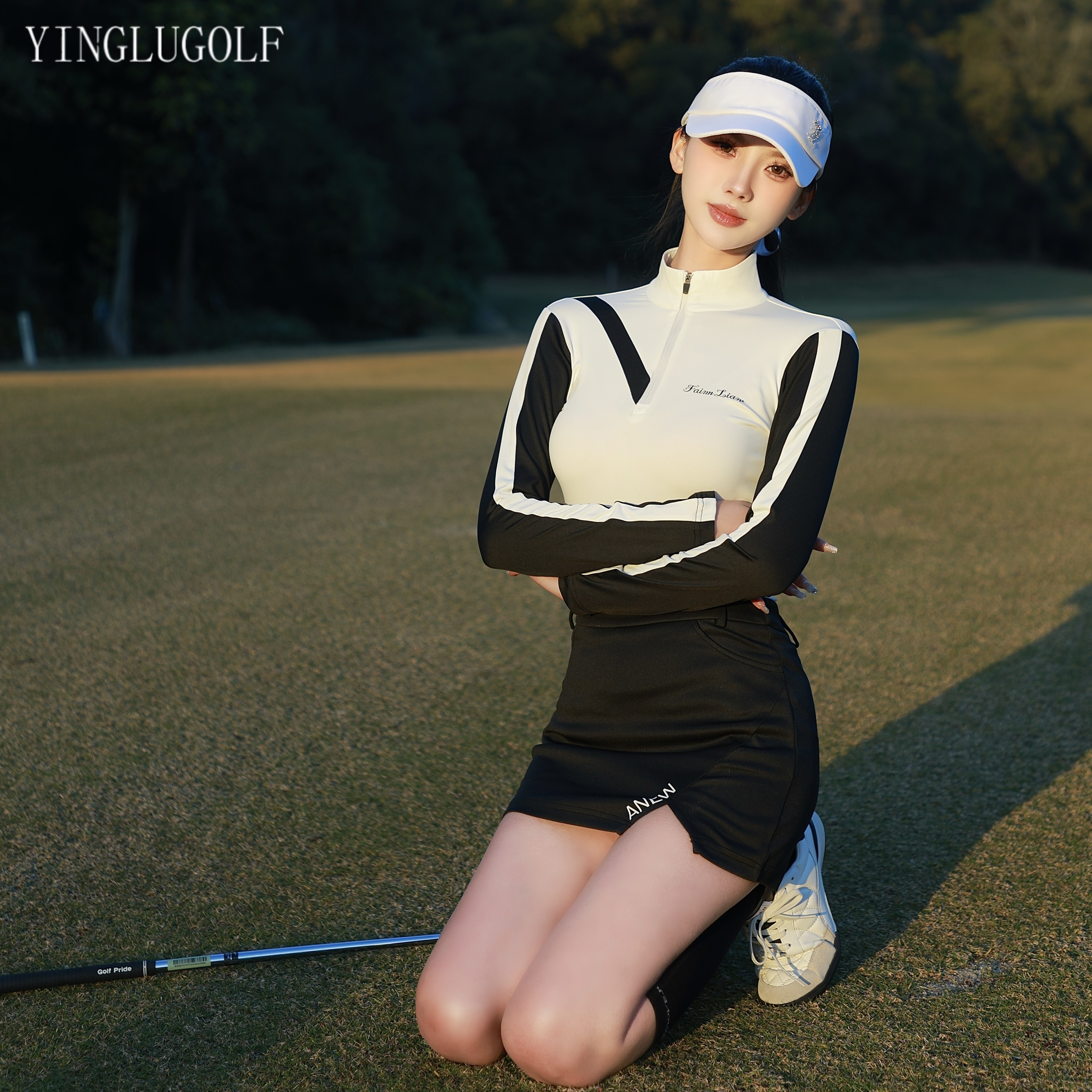 高尔夫球服女秋冬防晒长袖速干上衣golf修身包臀半身短裙运动套装,淘宝优惠券,粉丝福利购,淘宝优惠卷