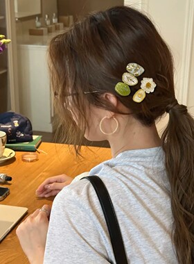 森系雏菊花朵滴釉发夹女