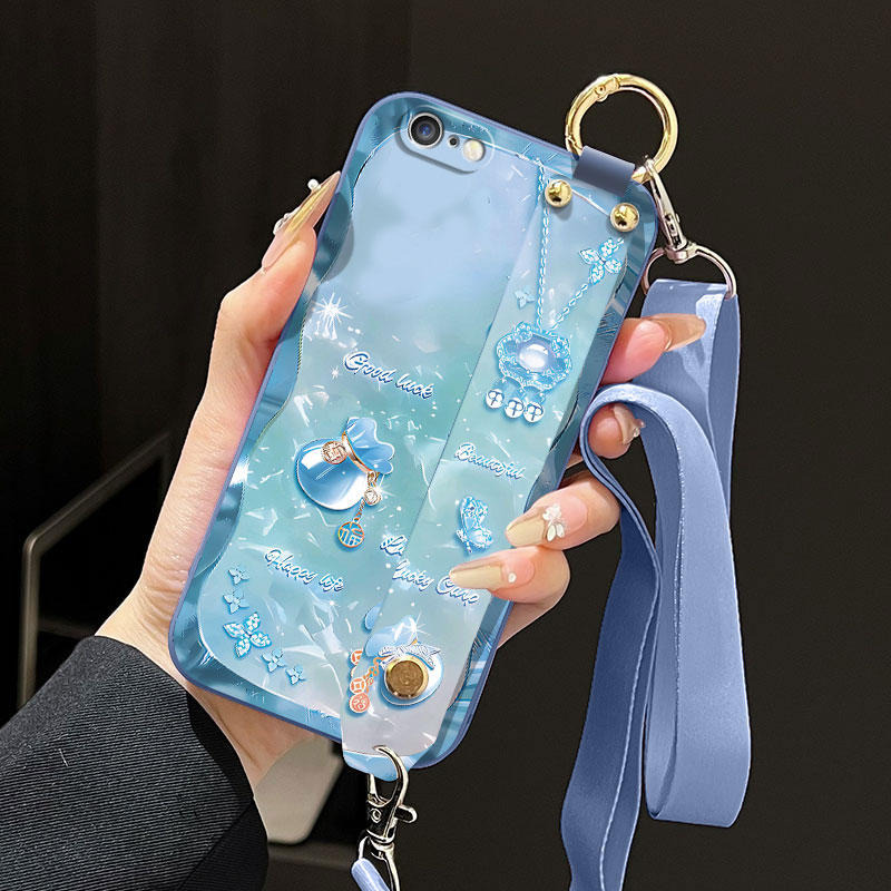 适用于iPhone苹果6手机壳6splus/6s/6plus新a1586超薄时尚液态腕带支架软壳女款简约潮全包背带保护套防摔 - 图3