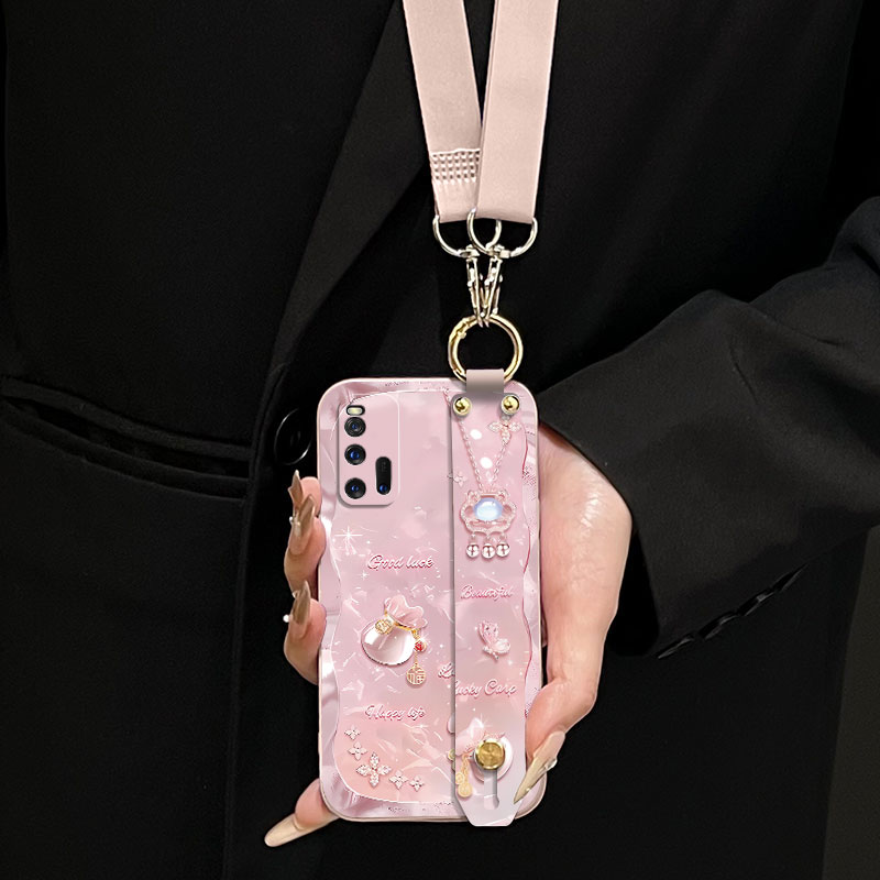 适用于iqoo3手机壳V1955A超薄时尚iqo3潮iq3防摔全包背带保护套简约女款新液态腕带支架软壳个性网红幸运福袋 - 图0