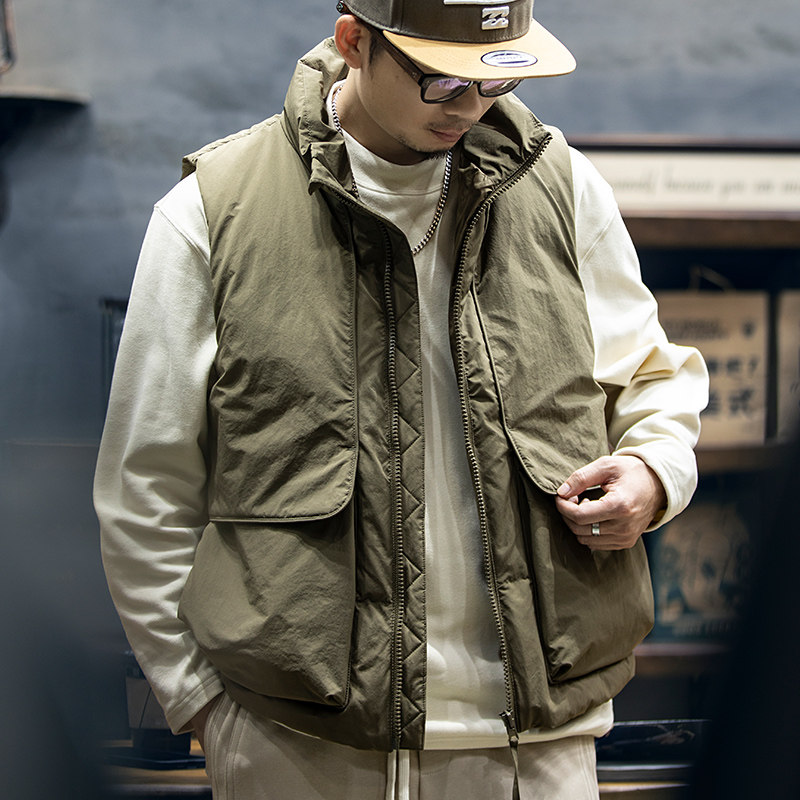 宇透鸭绒立领工装羽绒马甲男冬季新款宽松加厚保暖美式坎肩背心潮,淘宝优惠券,粉丝福利购,淘宝优惠卷
