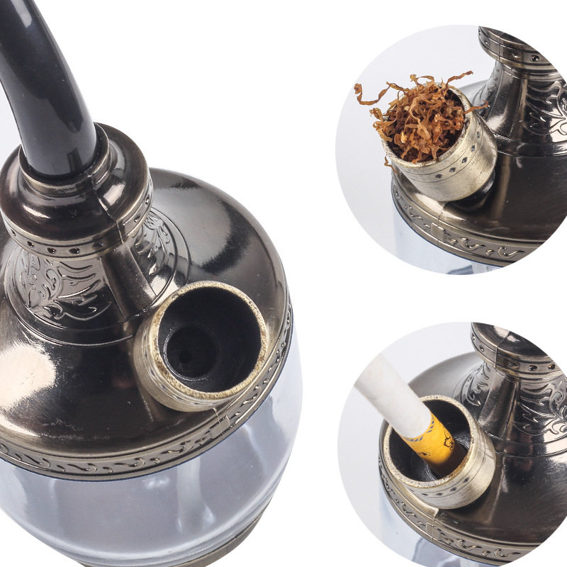 jd168水烟壶烟斗弯式小号水循环过滤器烟具双用烟锅双用男士礼品 - 图2