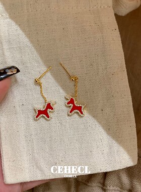 新年红色独角兽手链轻奢气质手饰