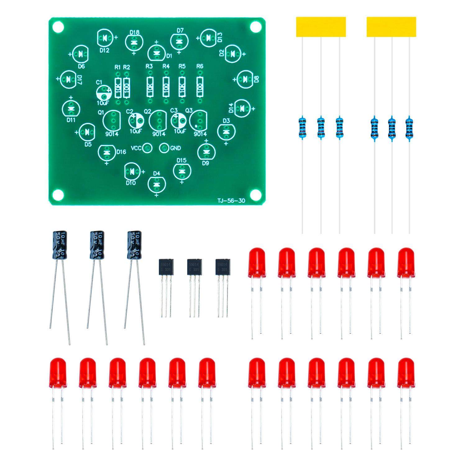 18只LED心形灯套件循环闪烁DIY电子制作焊接练习电路板TJ-56-30,淘宝优惠券,粉丝福利购,淘宝优惠卷